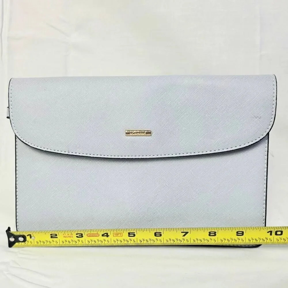 Francesca’s White Faux Leather Clutch Purse 10x7